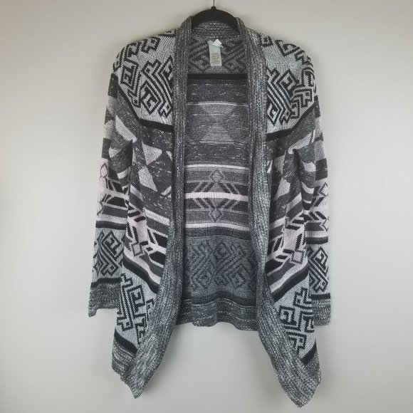 Vanity Sweaters - Vanity Gray Black & White Tribal Cardigan